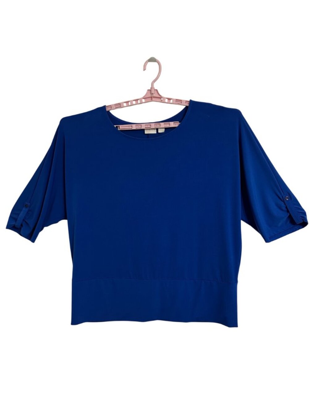 Chicos Womens Blue 3/4 Sleeve Button Detail Top Size 4 (XL) Minimalist Academia - Picture 2 of 9